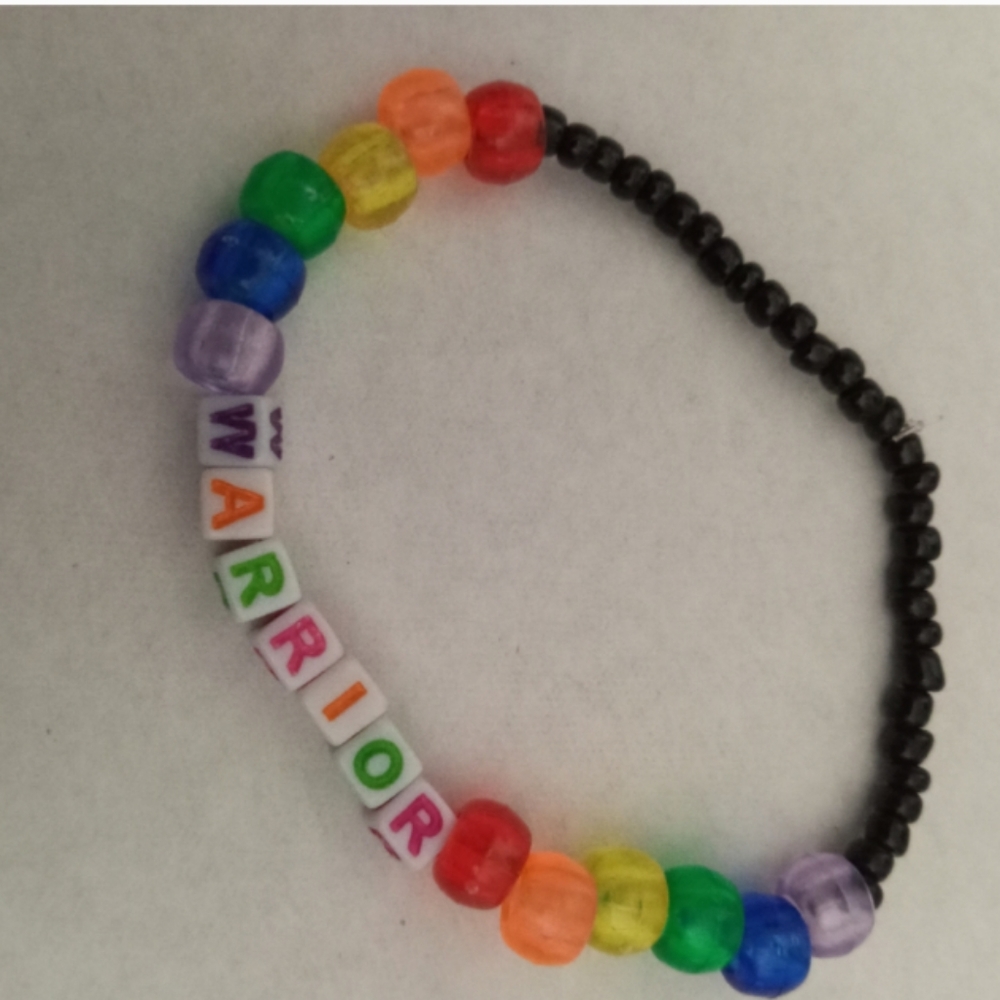 Hand crafted Rainbow Warrior LGBT pride beaded bright statement bracelet